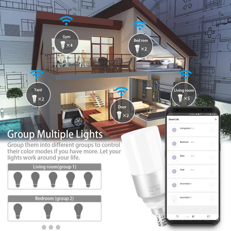 E14 6W APP Smart Voice Remote Control WiFi LED Cylindrical Light Bulb, Work With Alexa & Google Assistant, AC85-265V, Dimming and Color Changing LED Light Bulb